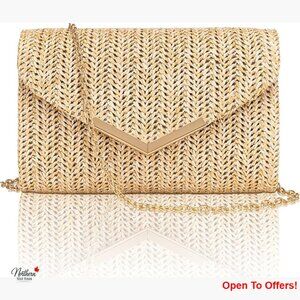 Vegan Evening Bag with Chain Strap, Envelope Clutch Handbag